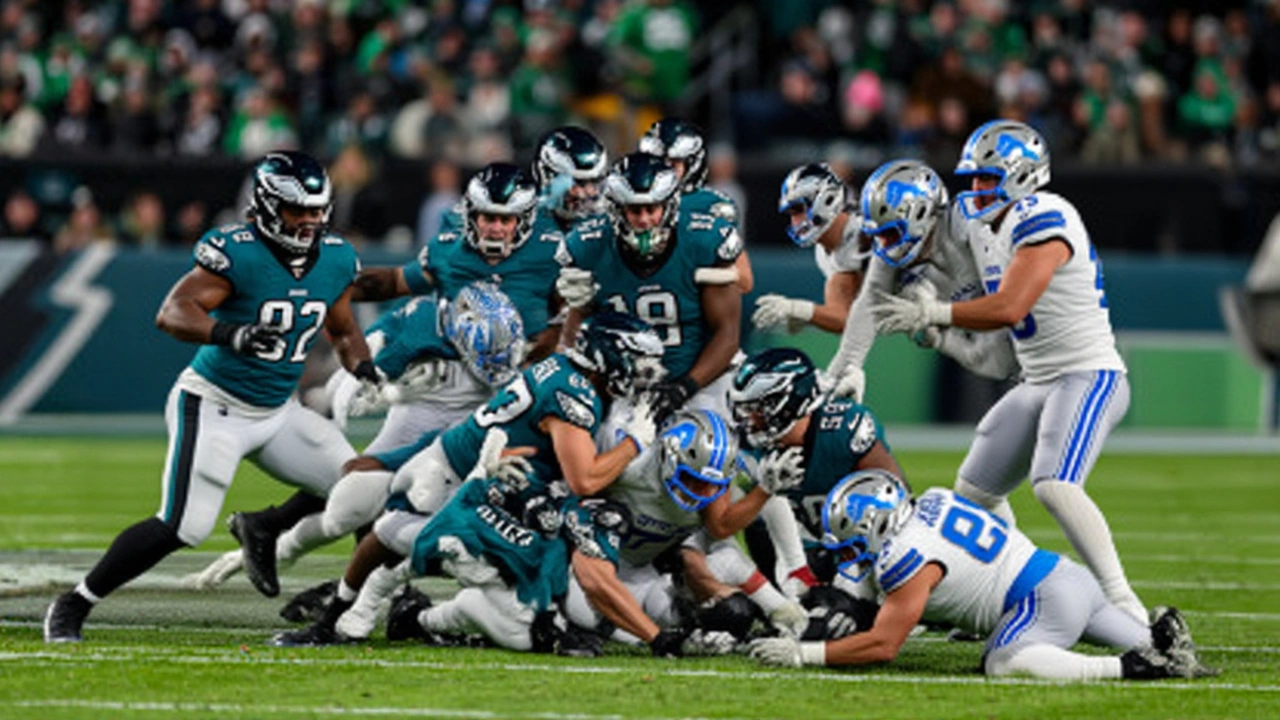 Eagles Defense Stifles Lions 16-9 on Fake Punt Stop, Fifth Fourth-Down Stop
